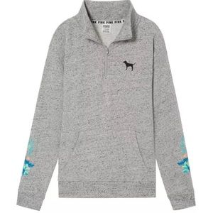 🌺VS Pink Grey Quarter Zip🌺